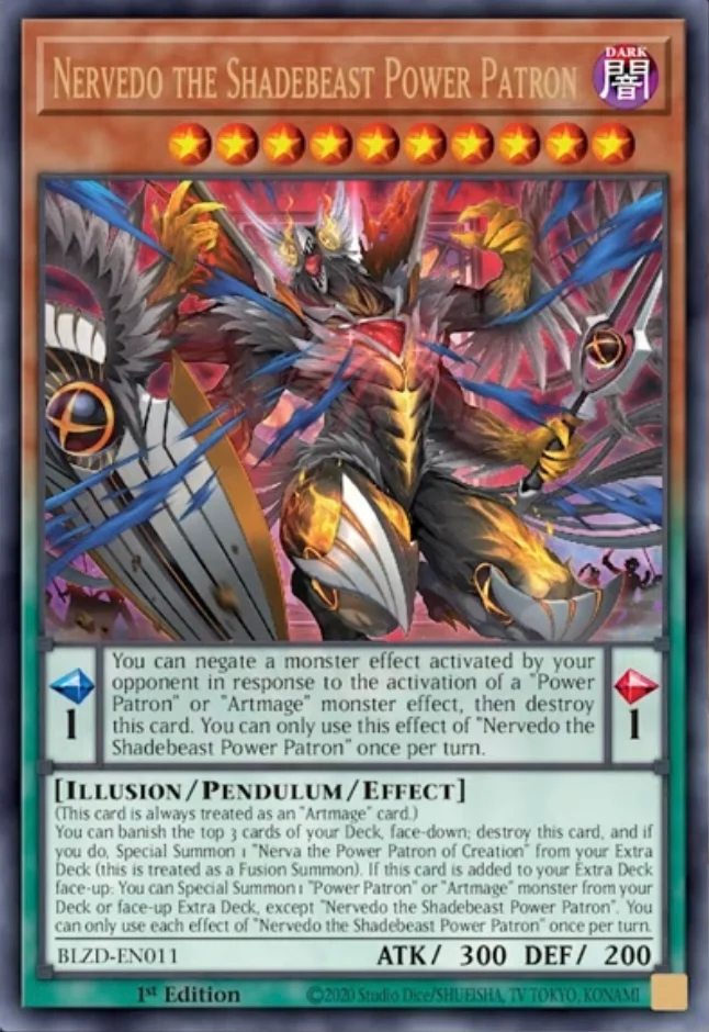 BLZD-EN011 "Nervedo The Shadebeast Power Patron” Ultra Rare